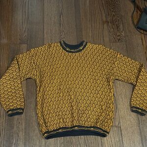 Tundra Men's Yellow and Black Patterned 3D Coogi like Bill Cosby sweater sz XL